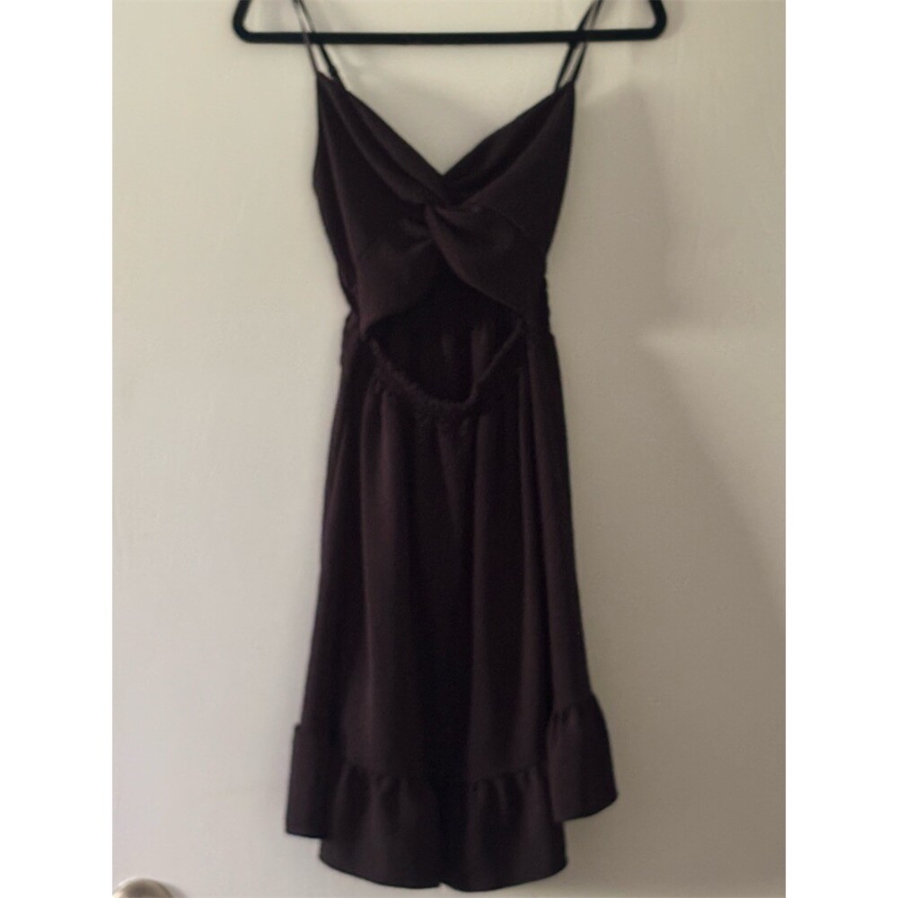 The Collection Dress Womens Size M Black V-Neck Midi Sundress Ruffle Hem